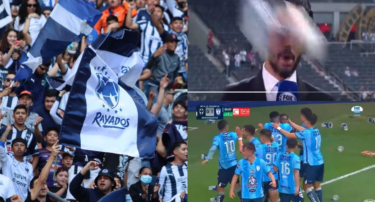VIDEO: Arrojan cerveza a comentarista de Fox Sports en plena transmisión del Rayados vs Pachuca