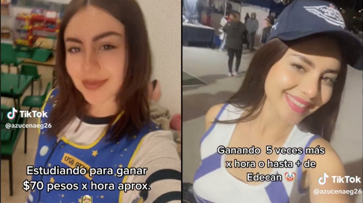Maestra de kínder trabaja como edecán y presume que gana mucho más dinero
