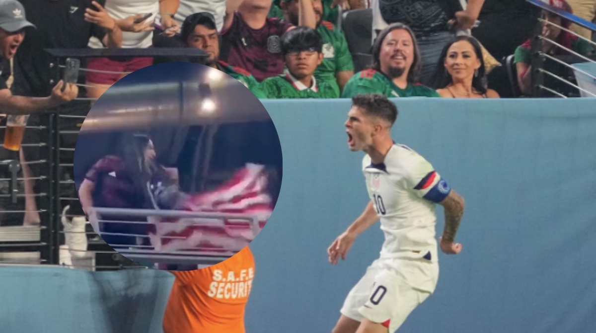 Viralizan a aficionada mexicana que agrede a un fan de Estados Unidos (VIDEO)
