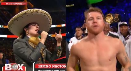 La reacción del 'Canelo' Álvarez tras el error de Camila Fernández en el Himno Nacional